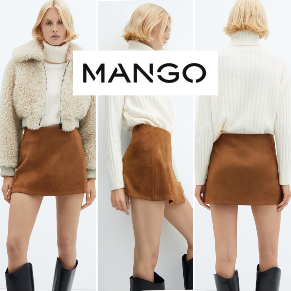 NWT- Mango - Suede mini-skirt - XL